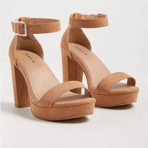 Torrid | Tan Platform Tapered Heel Sandal Wide Width 9.5